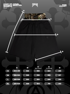 PRE-ORDER COAT OF ARMS DOUBLE WAISTED SHORTS - BLACK