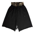 PRE-ORDER COAT OF ARMS DOUBLE WAISTED SHORTS - BLACK