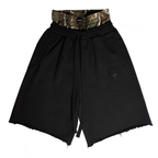 PRE-ORDER COAT OF ARMS DOUBLE WAISTED SHORTS - BLACK