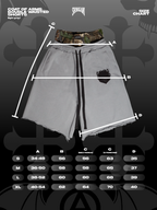 PRE-ORDER COAT OF ARMS DOUBLE WAISTED SHORTS - LIGHT GRAY