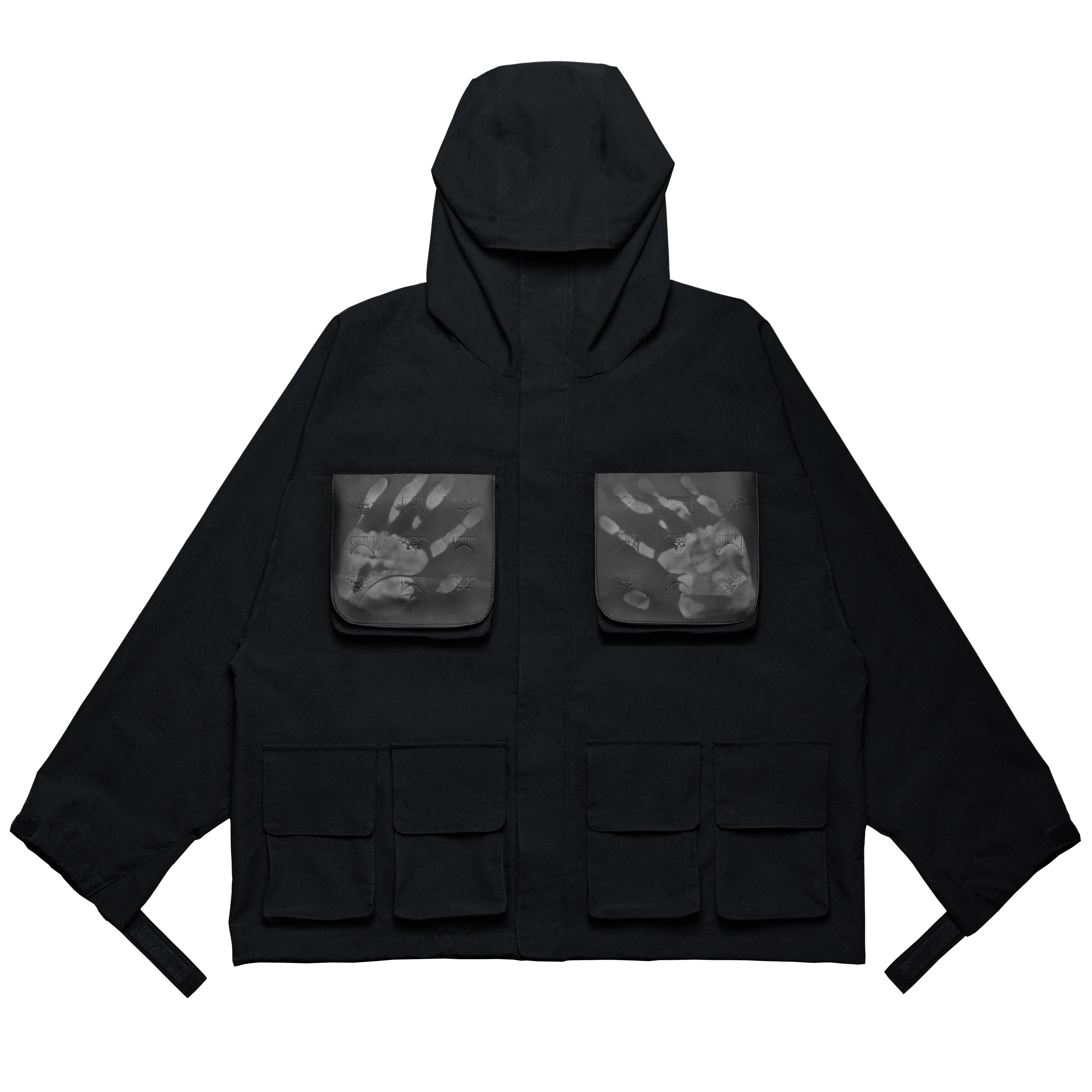 MULTI-POCKET MONOGRAM WINDBREAKER - GRAY