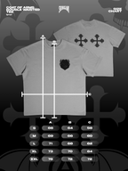 Shinigami Couture light gray coat of arms tee size chart 