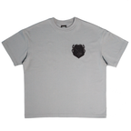 Shinigami Couture light gray coat of arms tee front view with chest embroidery