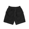 Shinigami Couture black 10oz cotton canvas multipocket baggy cargo shorts front view